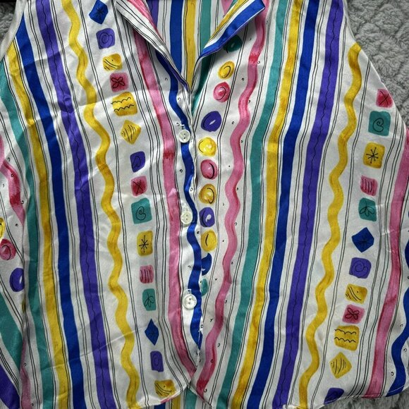 Colorful Striped Womens Sleeveless crop top LA Intimates Size Small Oversize - Picture 8 of 9